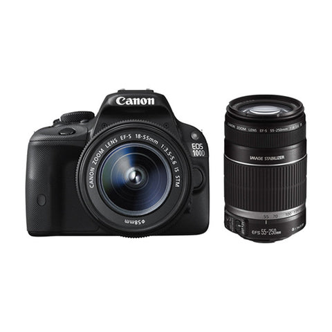 Canon EOS 100D Twin kit with 18-55 IS STM and 55-250mm IS II Lens Digital SLR Camera(International Ver.)(Support Muli Language)