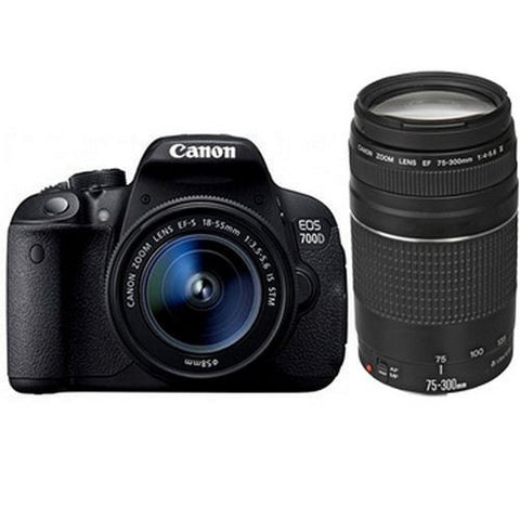 Canon EOS 700D Twin kit with 18-55 IS STM and 75-300 III Lens Digital SLR Camera (International Ver.)(Support Muli Language)